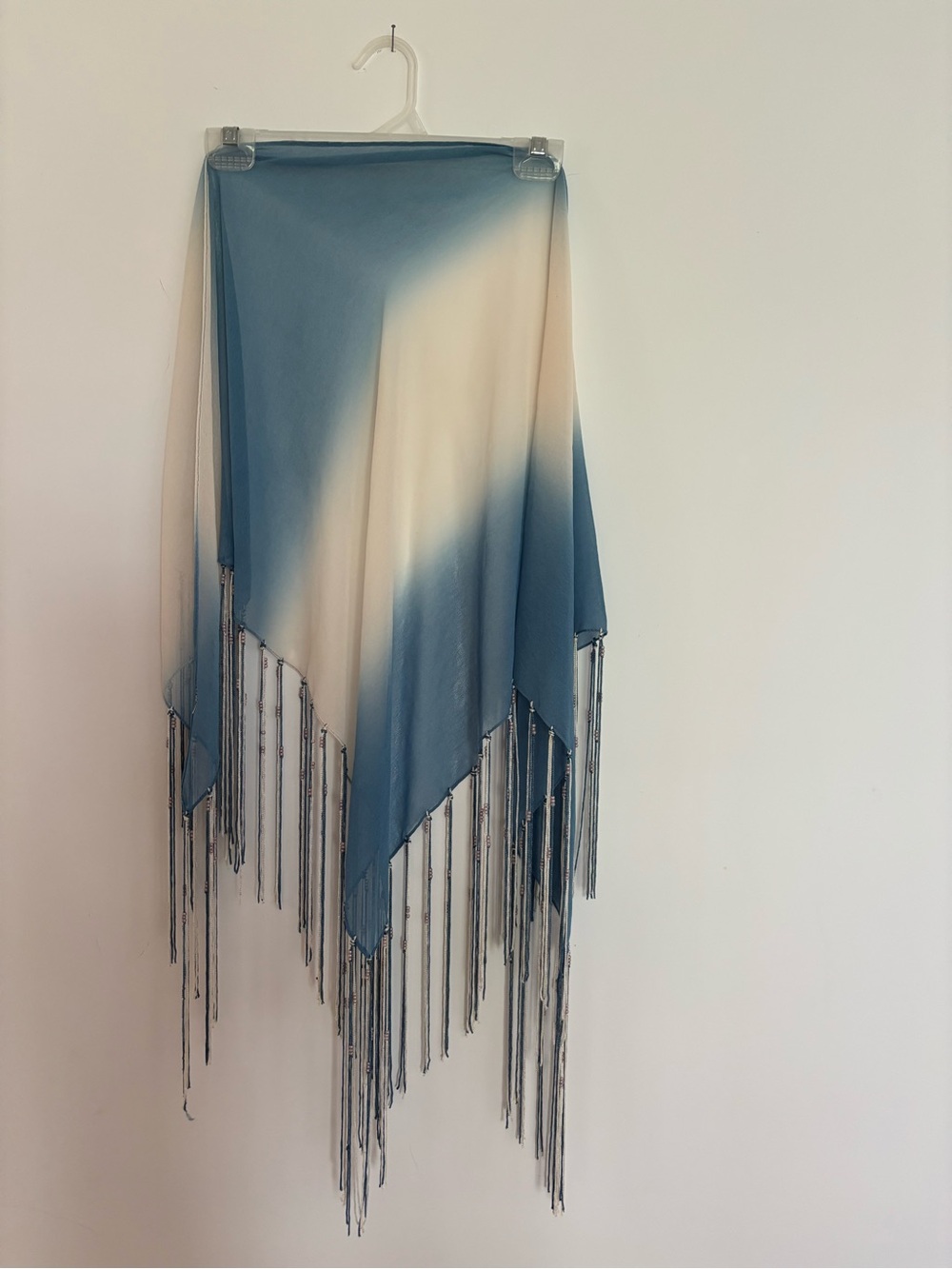 Sky Blue & Cream Ombre Fringe Wrap